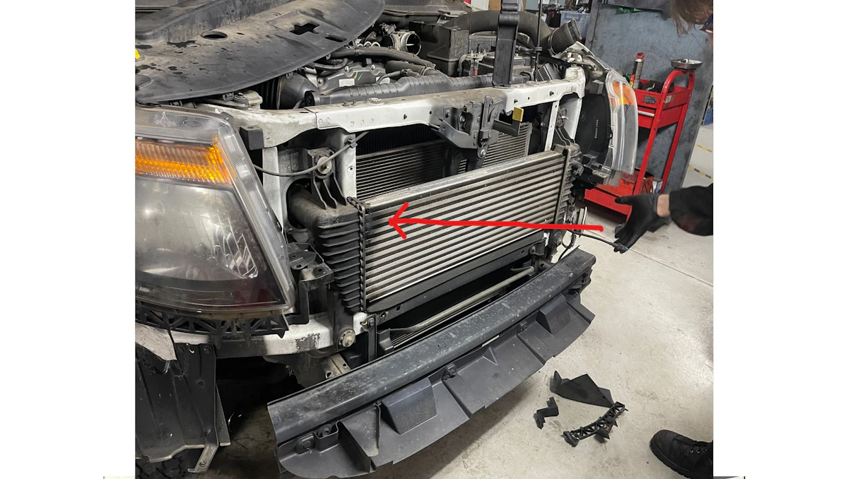 Leaking Intercooler, Ford Ranger PX 2.2L Duratorq TDCi P4AT DOHC 16v Turbo Diesel Direct Inj. 4cyl 110kw. Blackwood Dyno Tune & Service Repco Authorised Repairer, Adelaide. Mechanic