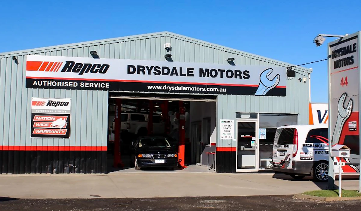 Drysdale Motors workshop exterior at 44 Murradoc Road